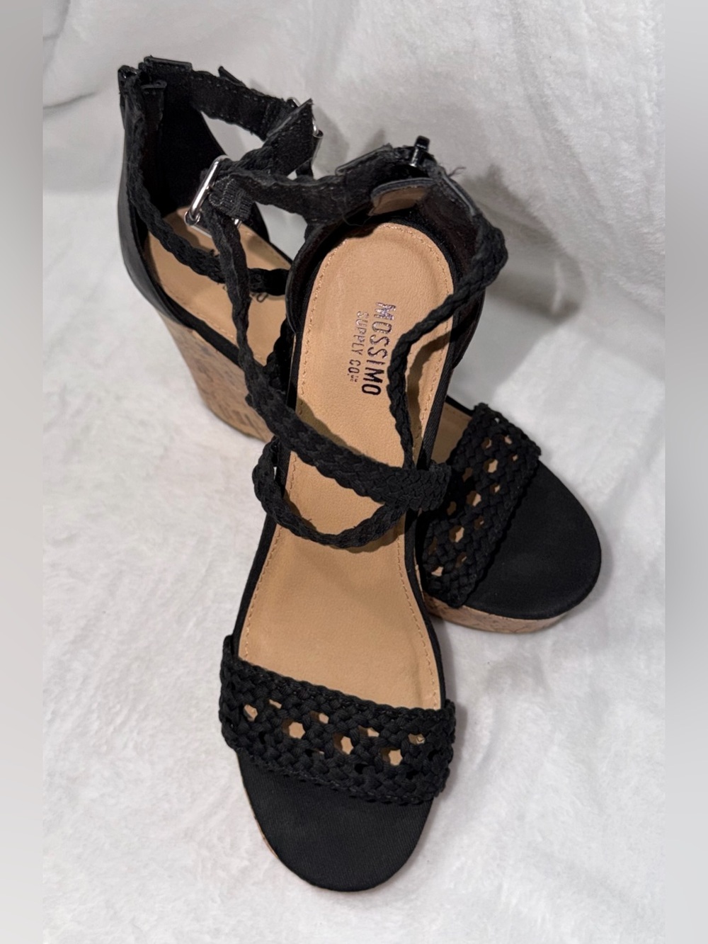 Mossimo Supply Co. Black Braided Cork Wedge Sandals